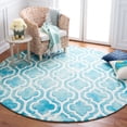 thumbnail image 1 of Safavieh Dip Dye Jolyon Geometric Wool Area Rug, Turquoise/Ivory, 5' x 5' Round, 1 of 12
