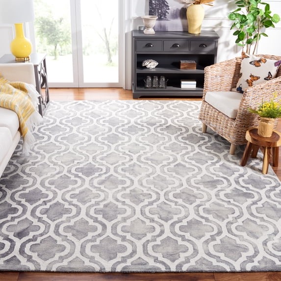 Safavieh Dip Dye Jolyon Geometric Wool Area Rug, Gray/Ivory, 8' x 10'