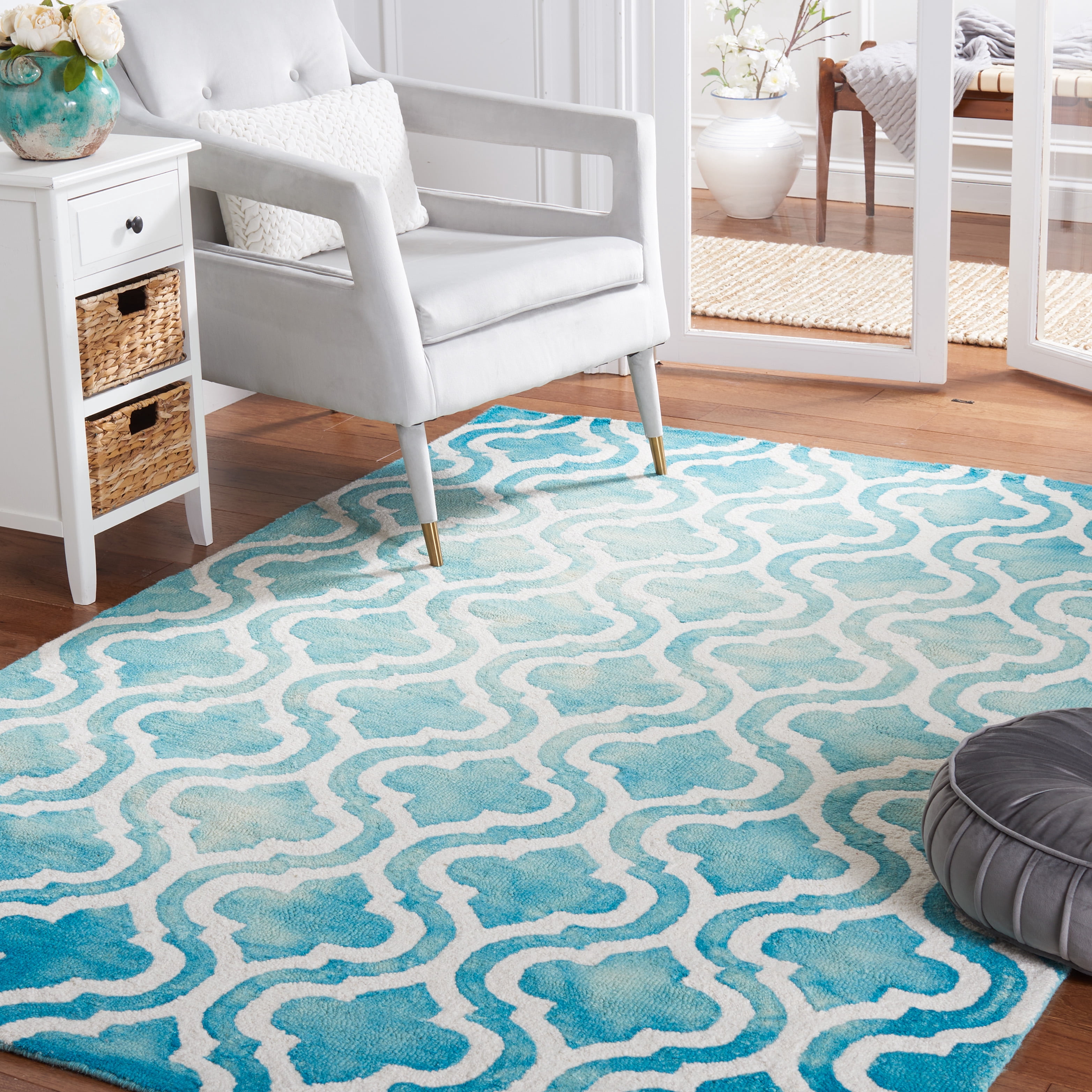 Safavieh Dip Dye Jolyon Geometric Wool Area Rug, Turquoise/Ivory, 6' x 9'