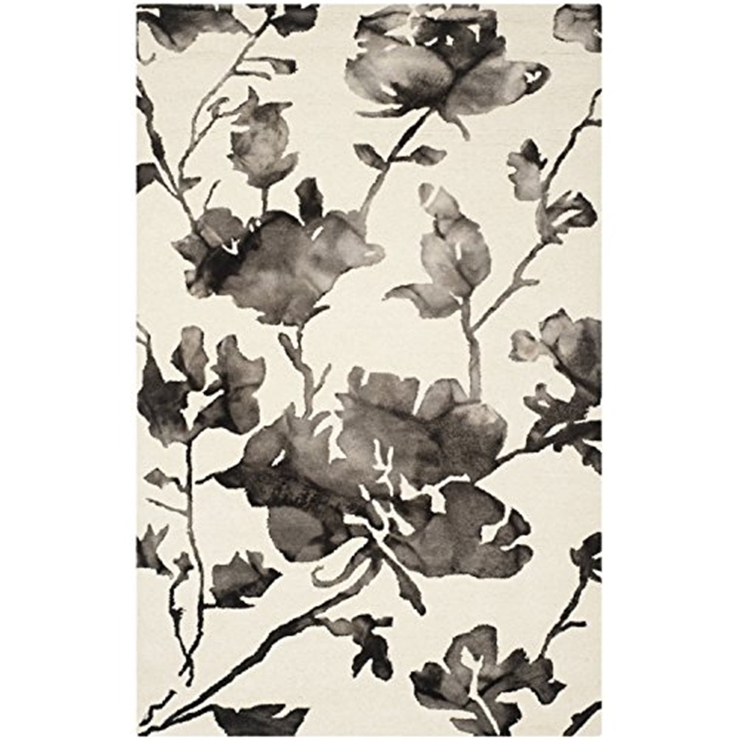 Ivory Charcoal Wool 6' x 9' Hand-Tufted Rectangular Area Rug