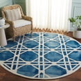 thumbnail image 1 of Safavieh Dip Dye Kuzman Geometric Wool Area Rug, Ivory/Blue, 7' x 7' Round, 1 of 7