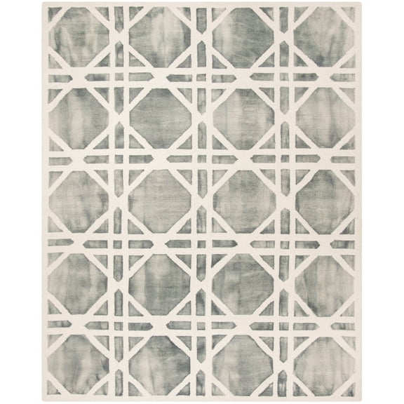 SAFAVIEH Dip Dye Kuzman Geometric Wool Area Rug, Ivory/Grey, 9' x 12'