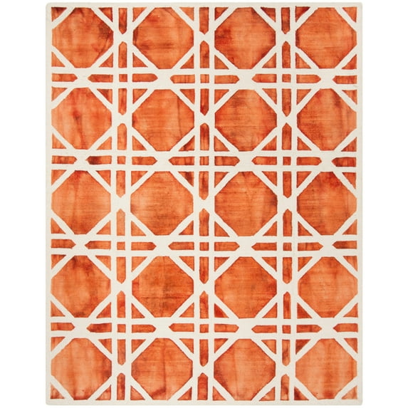 SAFAVIEH Dip Dye Kuzman Geometric Wool Area Rug, Ivory/Orange, 9' x 12'