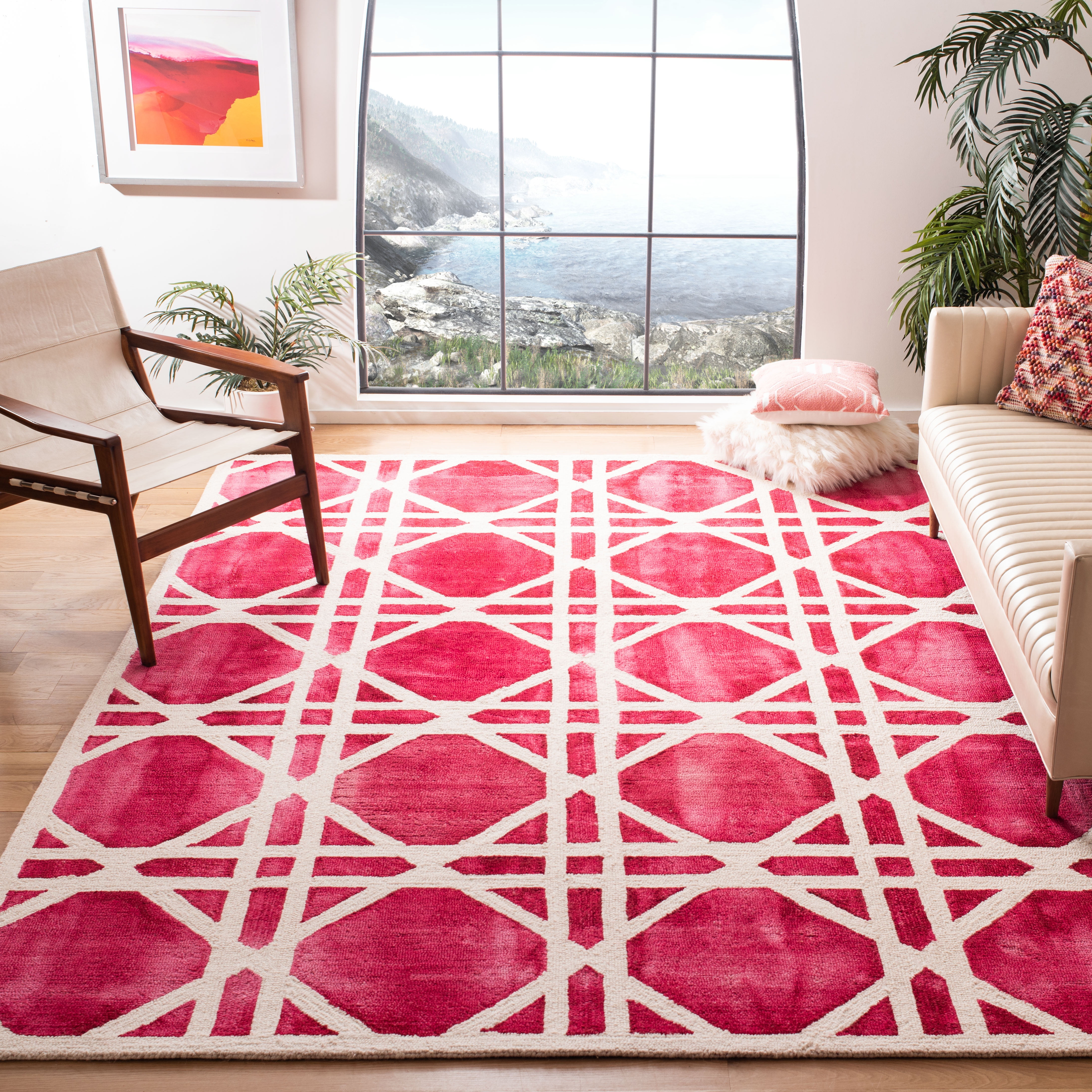 Safavieh Dip Dye Kuzman Geometric Wool Area Rug, Ivory/Red, 8' x 10'