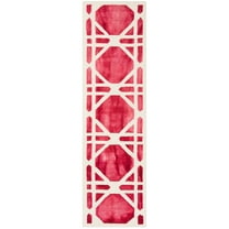 SAFAVIEH Dip Dye Kuzman Geometric Wool Runner Rug, Ivory/Red, 2'3" x 6'