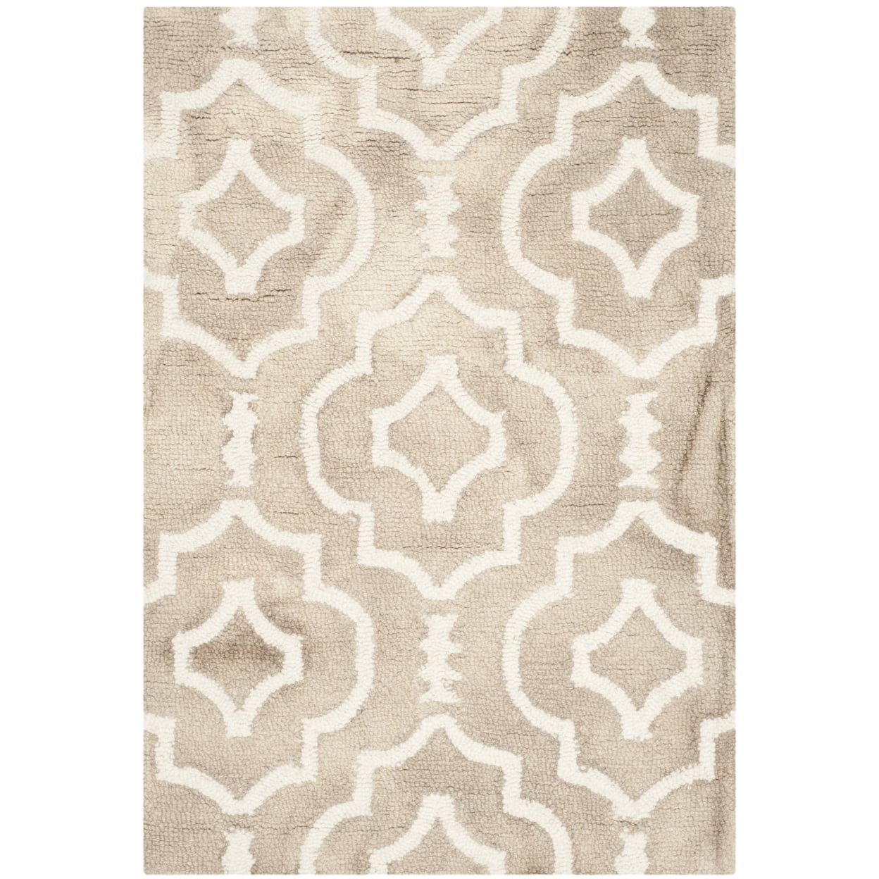 Beige Ivory Hand-Tufted Wool Geometric Area Rug 2' x 3'