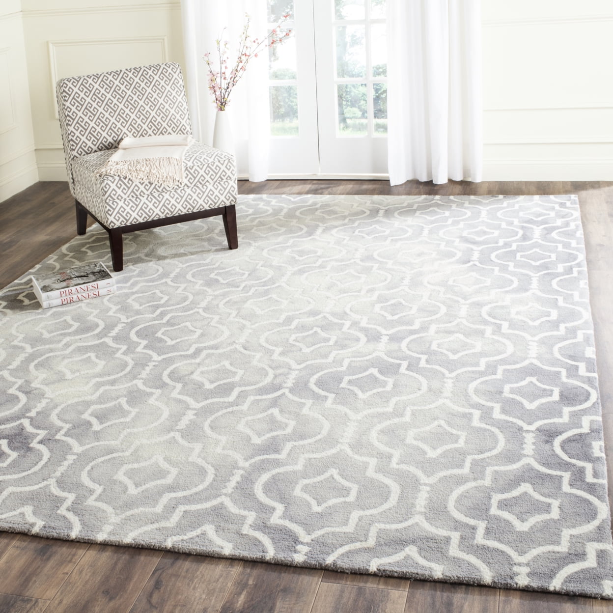 Hand-Tufted Artisanal Grey and Ivory Wool 7' Square Rug