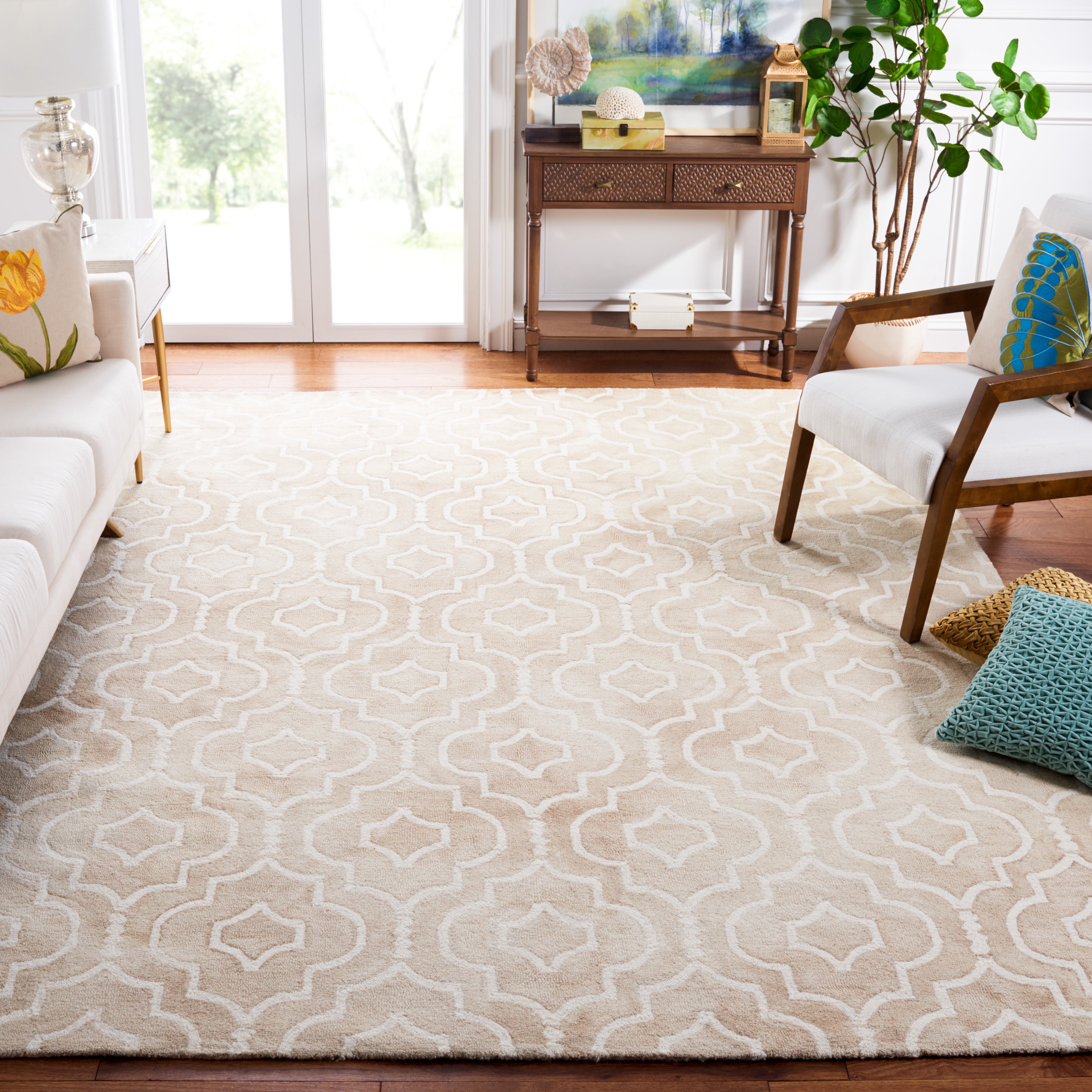 Safavieh Dip Dye Lairos Distressed Wool Area Rug, Beige/Ivory, 9' x 12'
