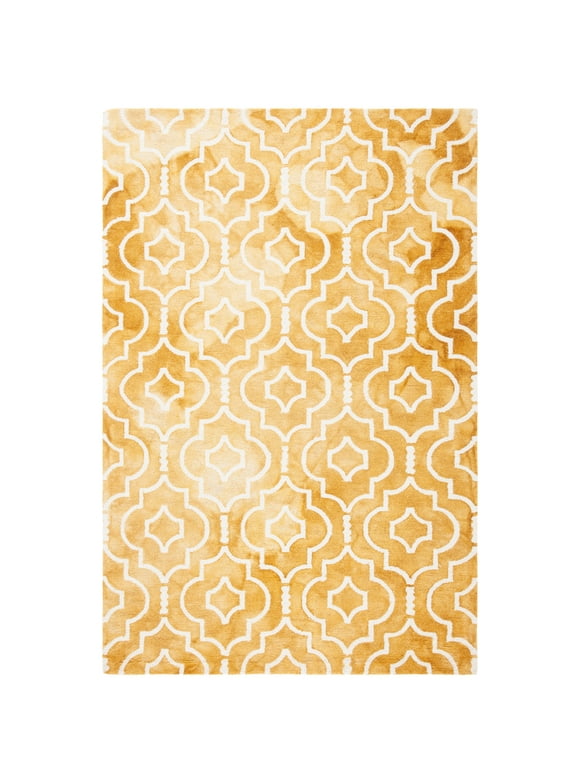 SAFAVIEH Dip Dye Lairos Overdyed Geometric Area Rug, Gold/Ivory, 5' x 8'