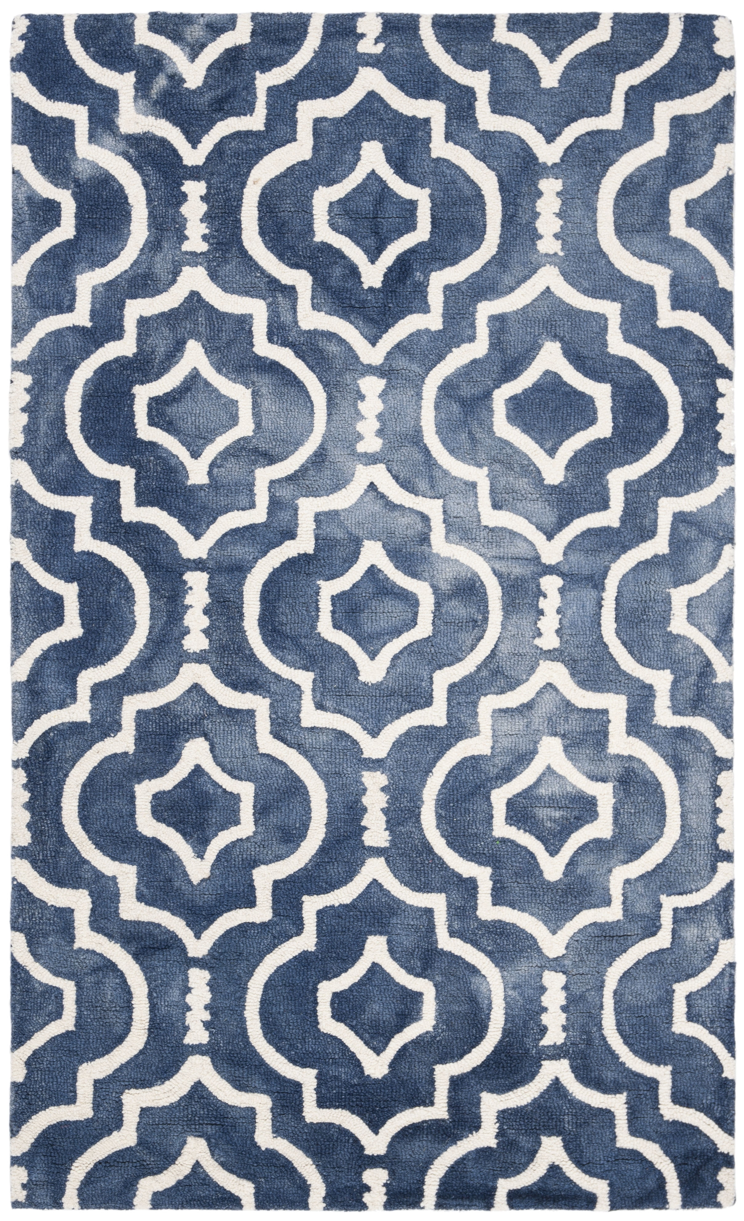 Navy and Ivory Hand-Tufted Wool Geometric Area Rug 3' x 5'