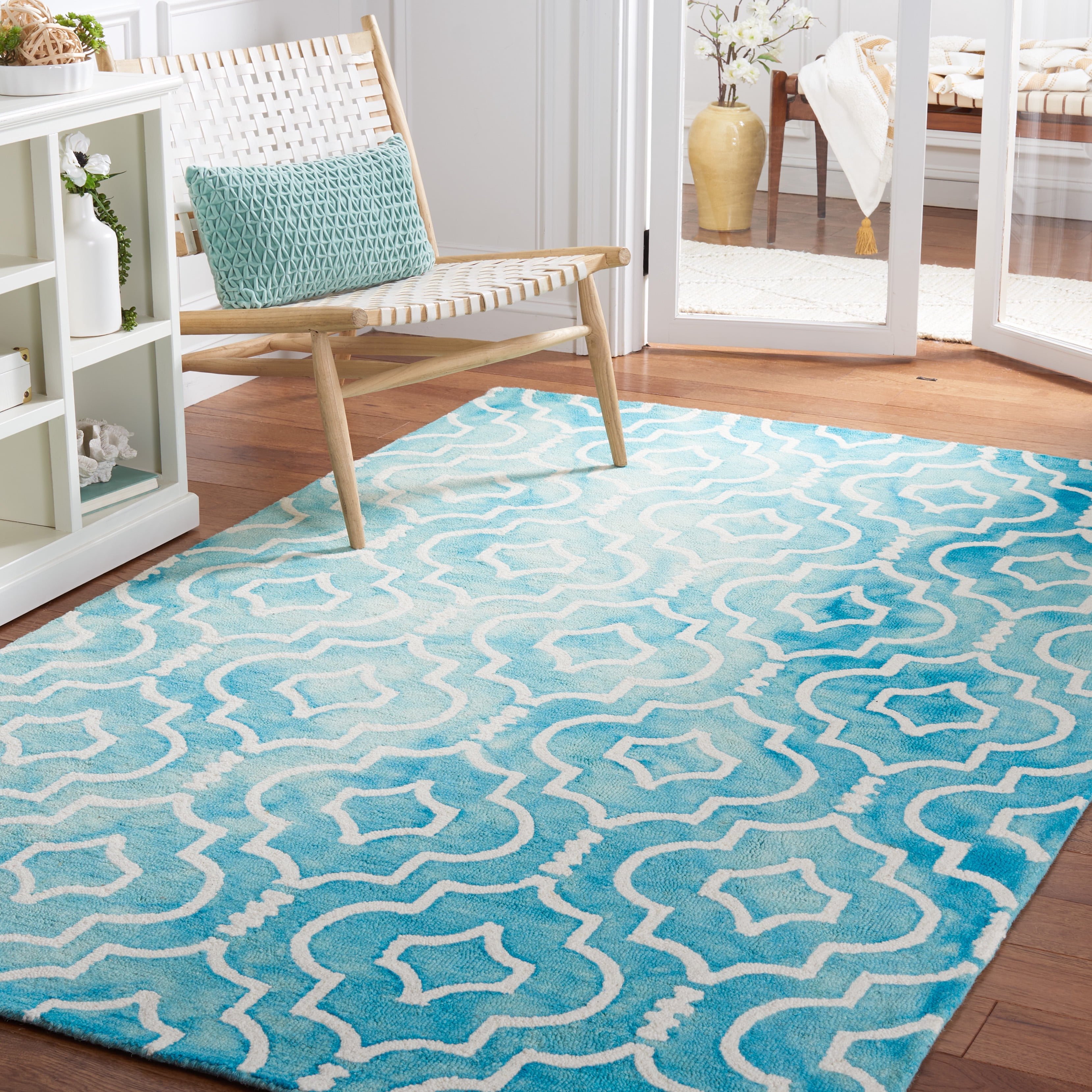 Safavieh Dip Dye Lairos Distressed Wool Area Rug, Turquoise/Ivory, 3' x 5'