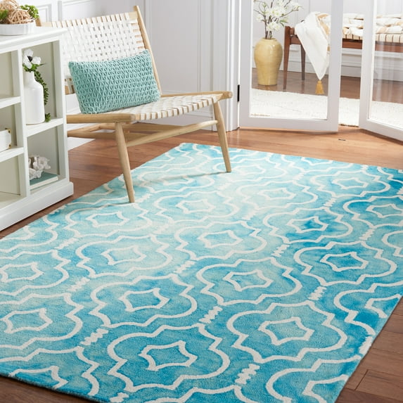 Safavieh Dip Dye Lairos Distressed Wool Area Rug, Turquoise/Ivory, 4' x 6'