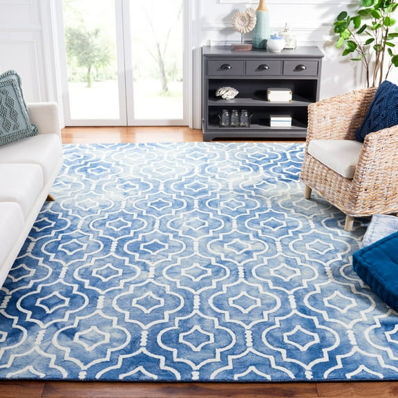 SAFAVIEH Dip Dye Lairos Overdyed Geometric Runner Rug, Blue/Ivory, 2'3" x 6'