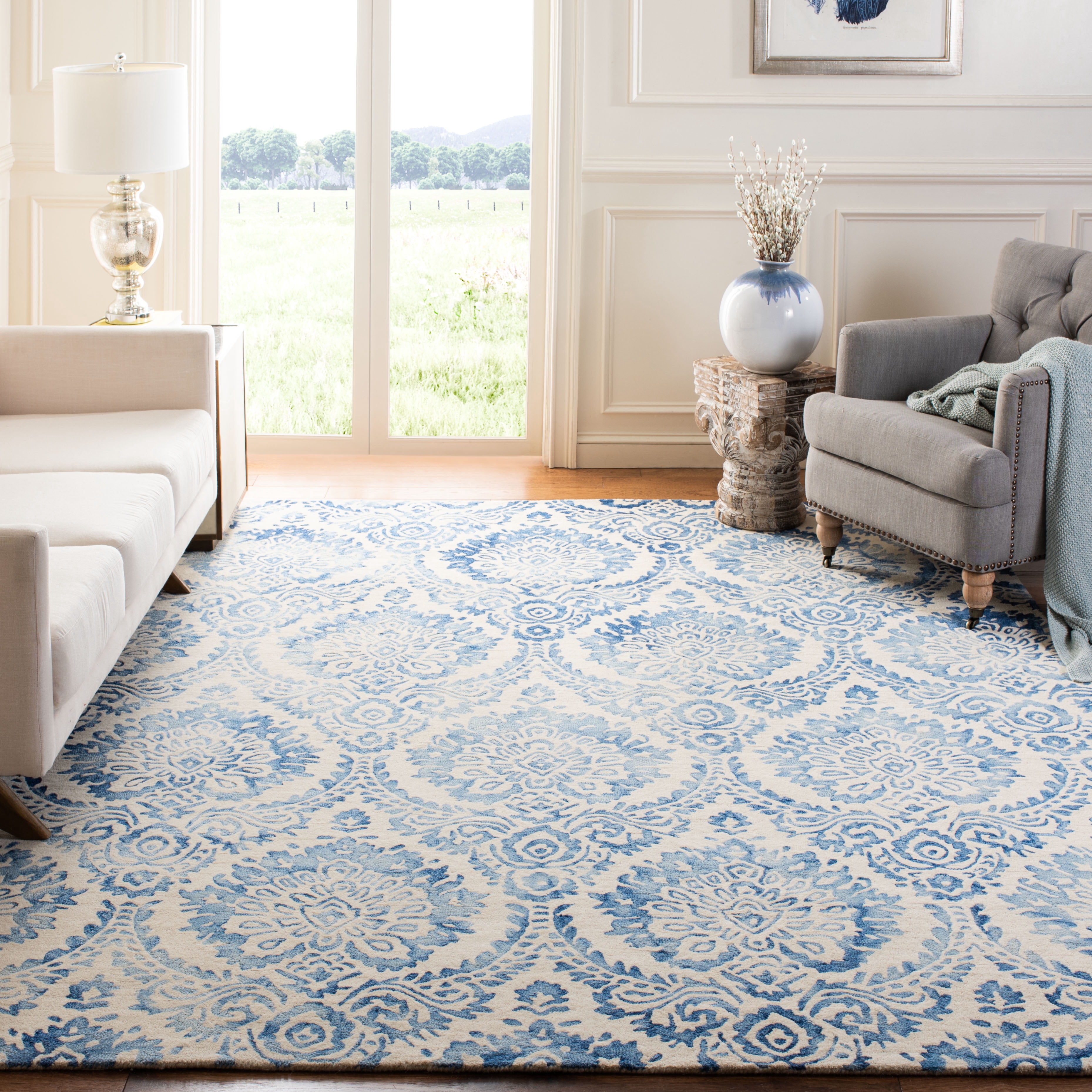 Safavieh Dip Dye Langdon Distressed Area Rug, Blue/Ivory, 5' x 8'