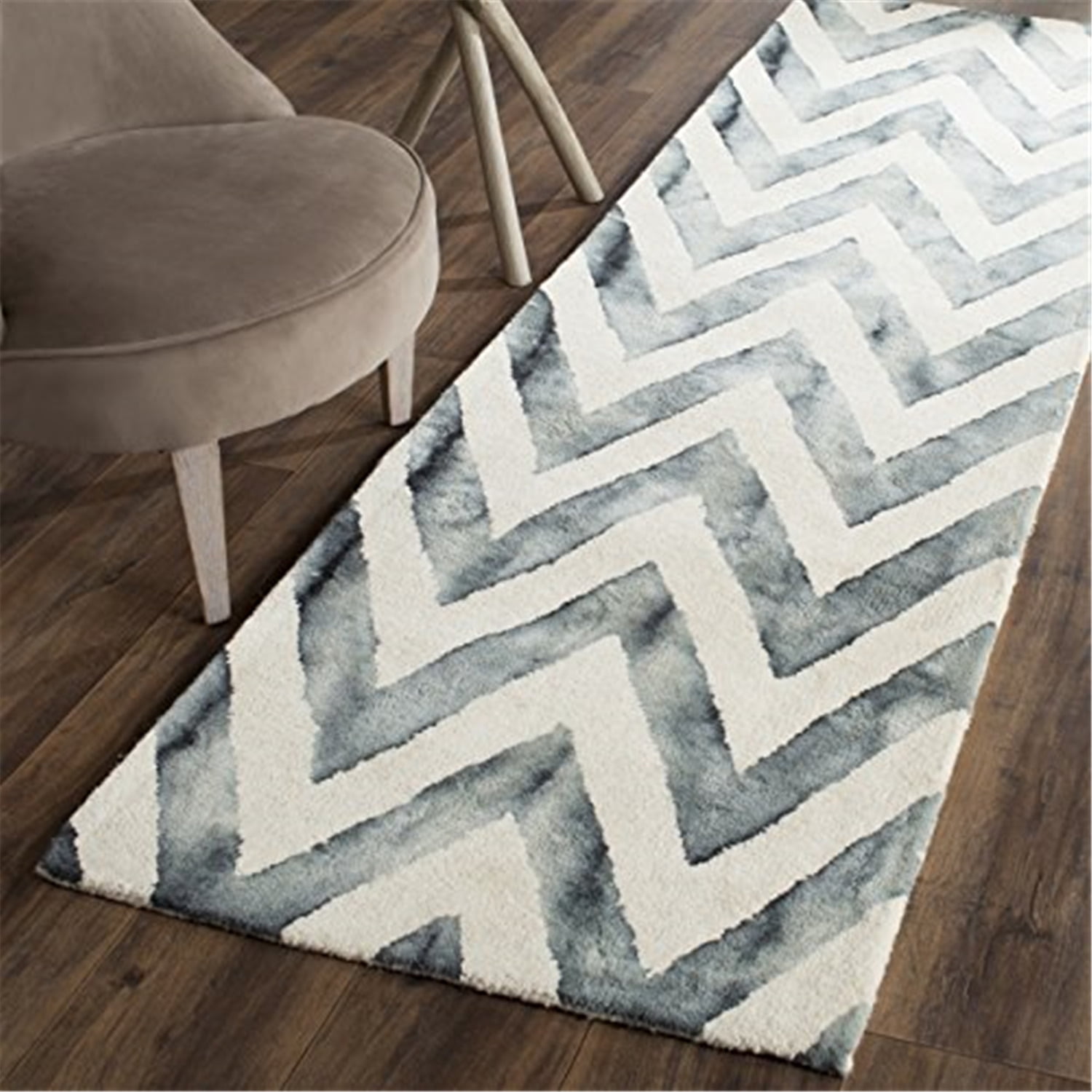 Elegant Ivory and Grey Hand-Tufted Wool Runner Rug, 2'3" x 12'