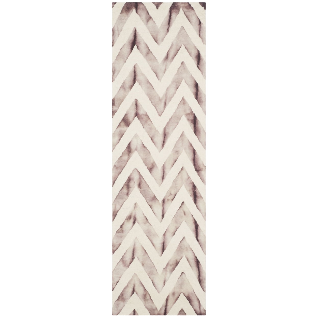 SAFAVIEH Dip Dye Lara Distressed Wool Runner Rug, Ivory/Maroon, 2'3" x ...