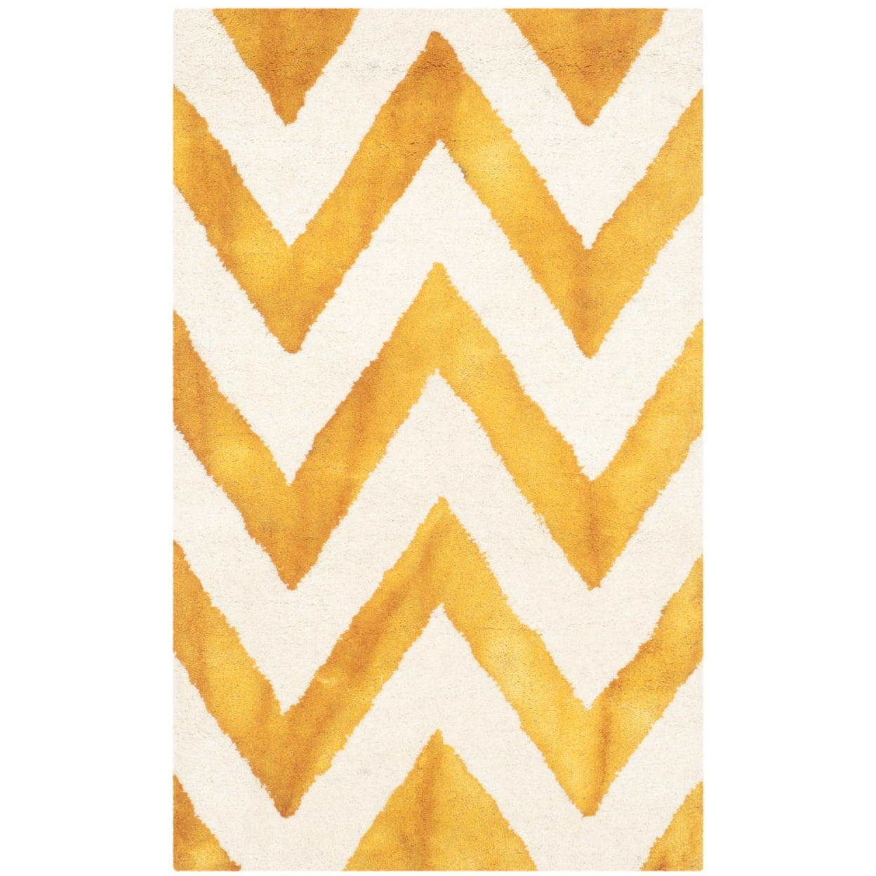 Elegant Ivory & Gold Hand-Tufted Wool Rug, 2' x 3'