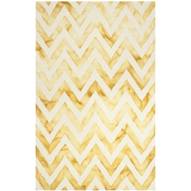 SAFAVIEH Dip Dye Lara Overdyed Chevron Area Rug, Ivory/Gold, 5' x 8'