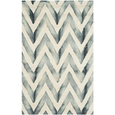 SAFAVIEH Dip Dye Lara Overdyed Chevron Area Rug, Ivory/Grey, 3' x 5'