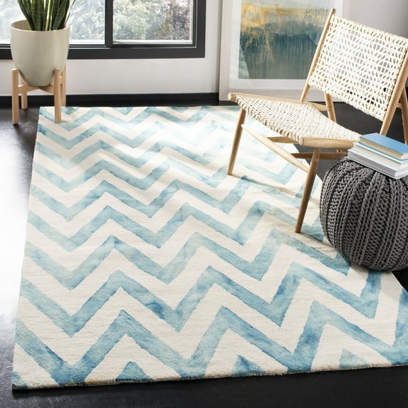Safavieh Dip Dye Lara Distressed Wool Area Rug, Ivory/Turquoise, 6' x 9'