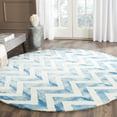 thumbnail image 1 of Safavieh Dip Dye Lara Distressed Wool Area Rug, Ivory/Turquoise, 7' x 7' Round, 1 of 10