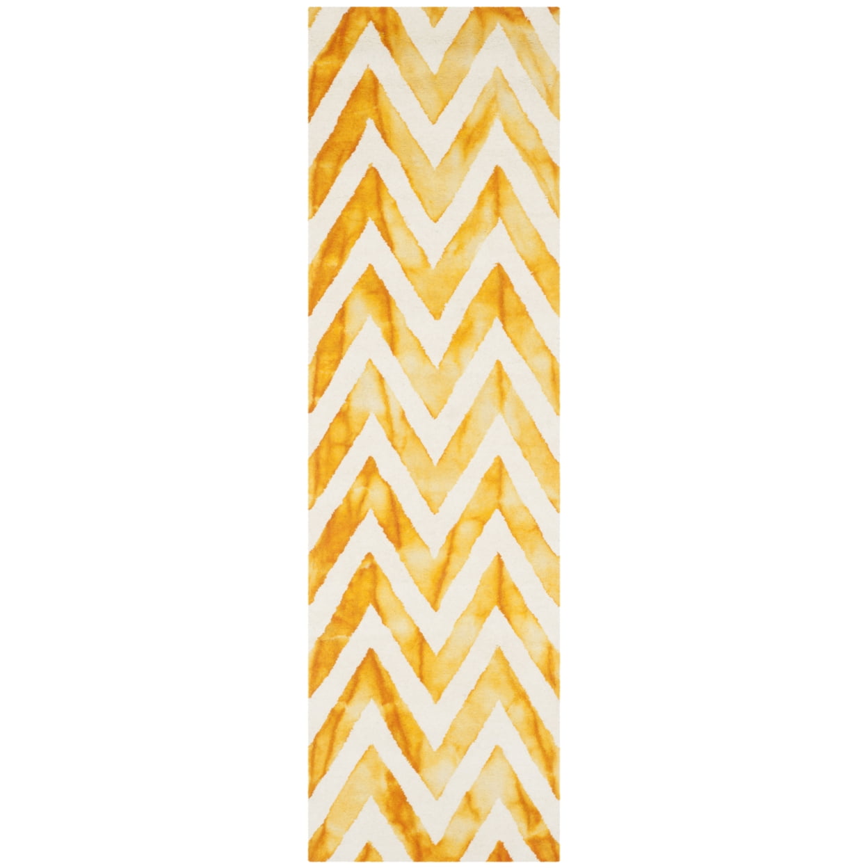 Ivory and Gold Hand-Tufted Wool Runner Rug, 2'3" x 12'