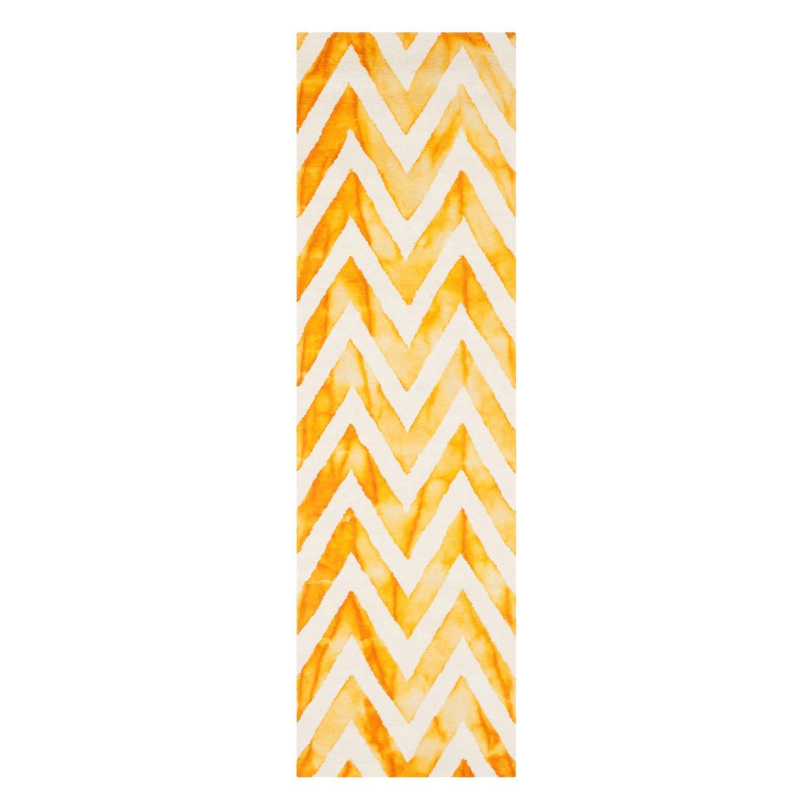 Elegant Ivory and Gold Hand-tufted Wool Runner Rug, 2'3" x 8'