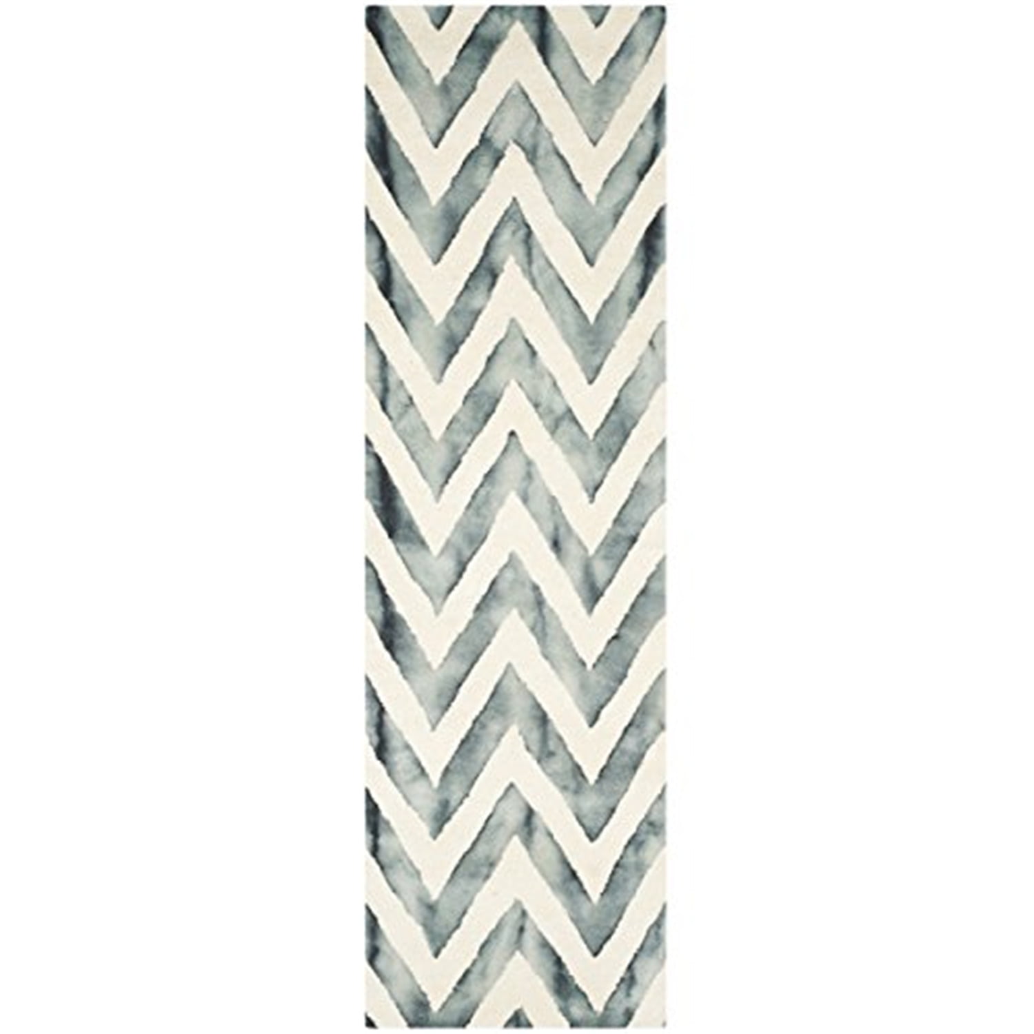Ivory Grey Chevron Hand-Tufted Wool Runner Rug 2'3" x 6'