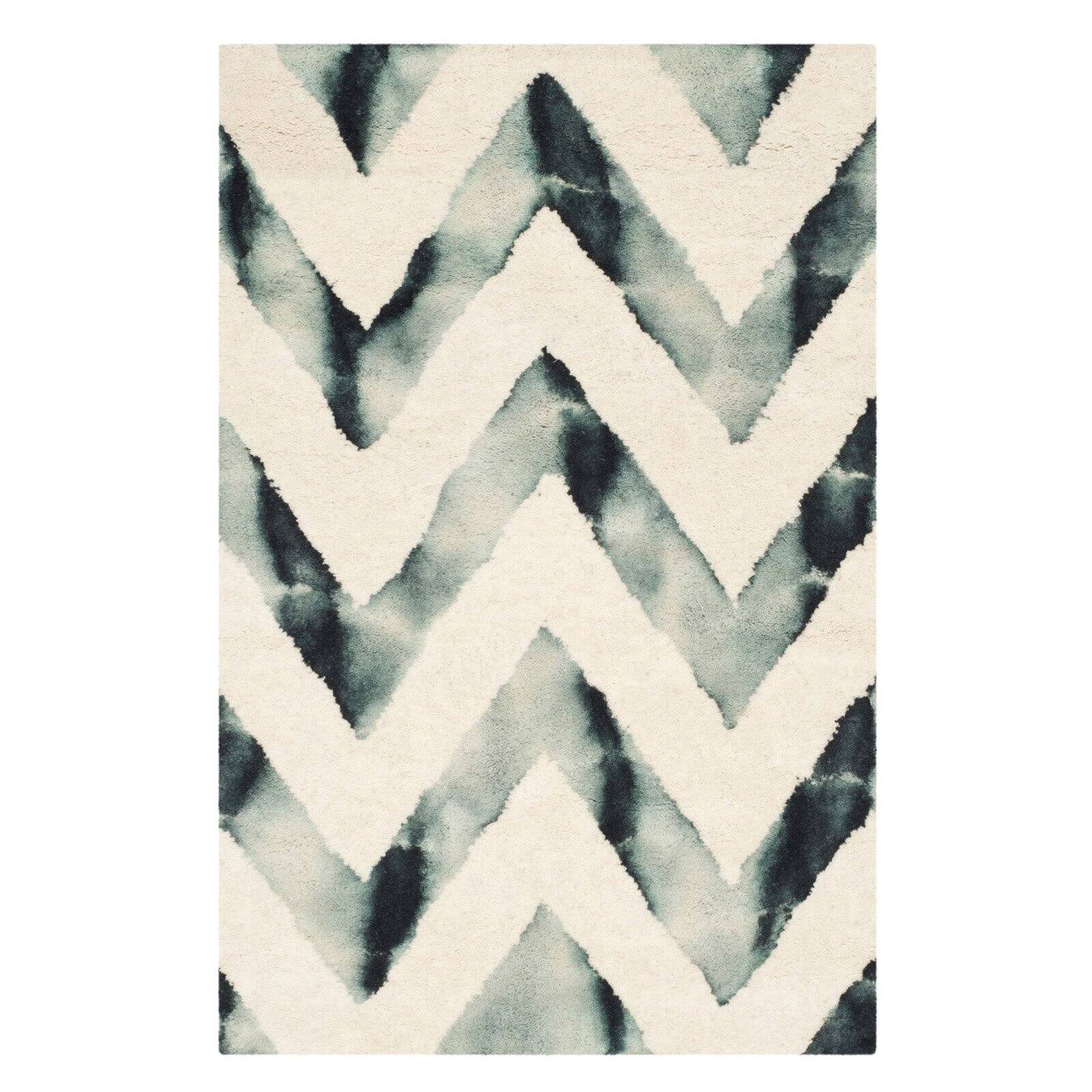 Ivory Grey Chevron Hand-Tufted Wool Runner Rug 2'3" x 6'