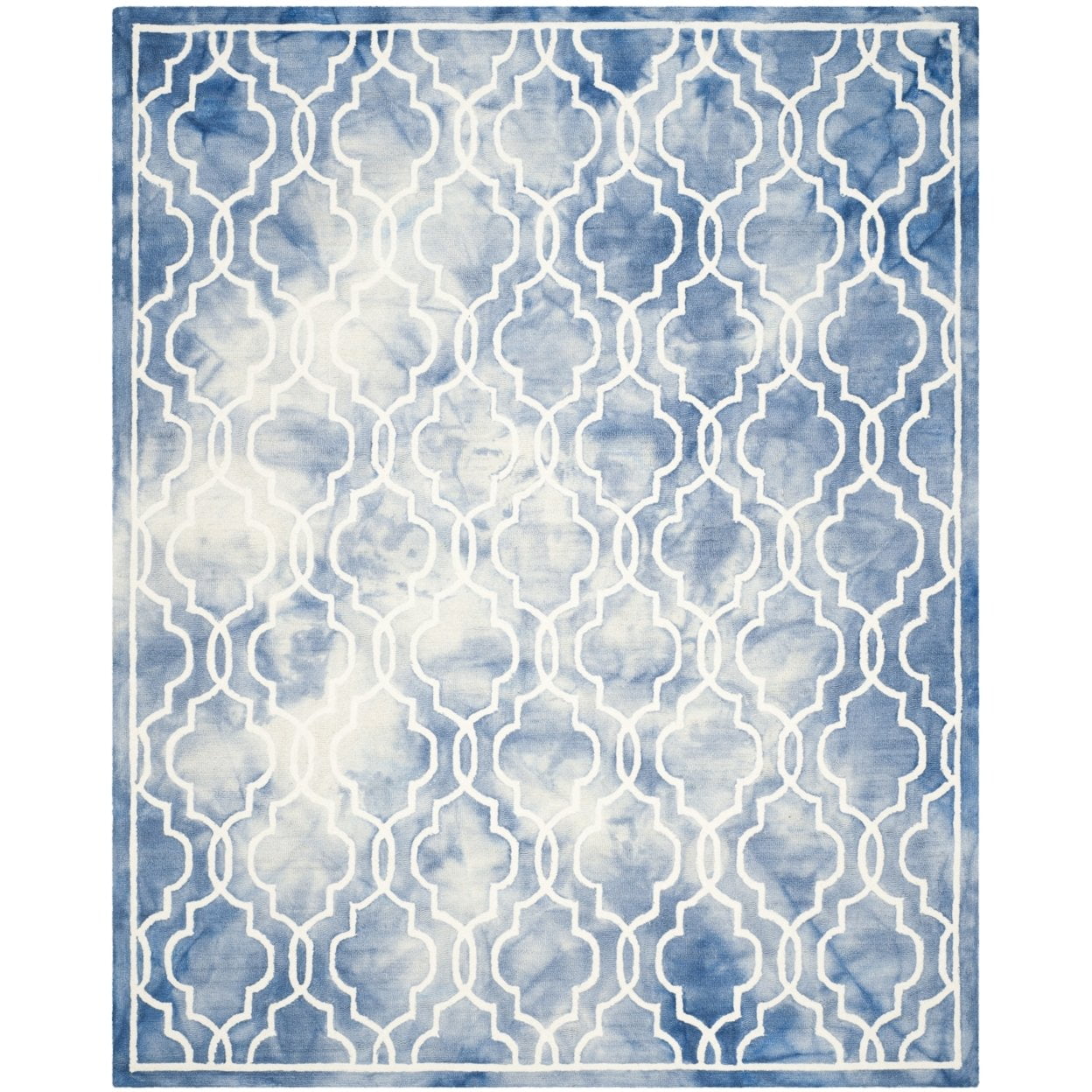 Blue and Ivory Hand-Tufted Wool Rectangular Rug