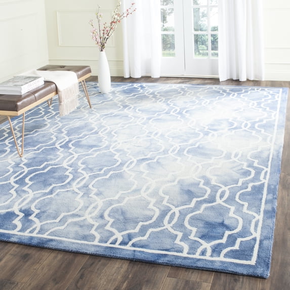 Safavieh Dip Dye Leighton Geometric Wool Area Rug, Blue/Ivory, 9' x 12'