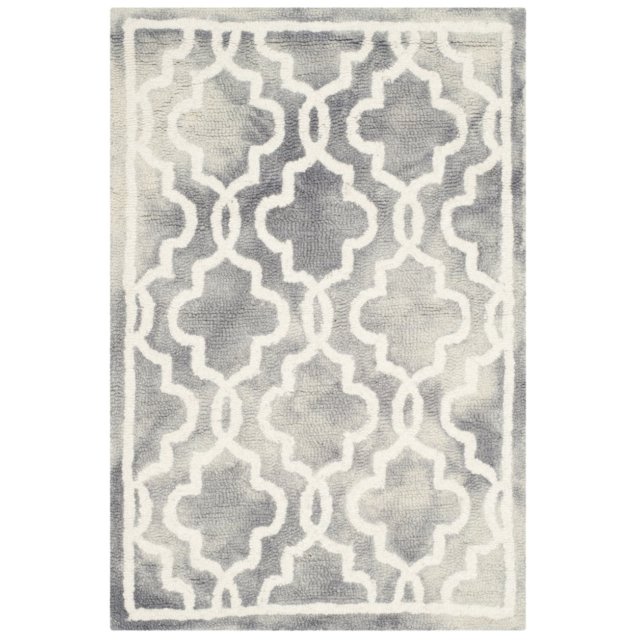 Off-White and Gray Hand-Tufted Wool Area Rug 2' x 3'