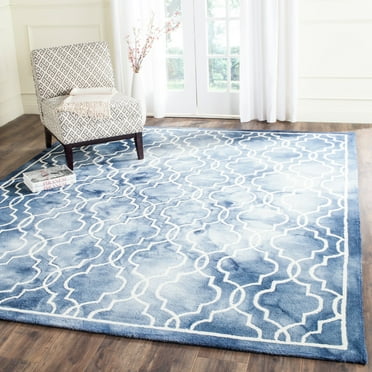 SAFAVIEH Dip Dye Leighton Geometric Wool Area Rug, Navy/Ivory, 8' x 10'