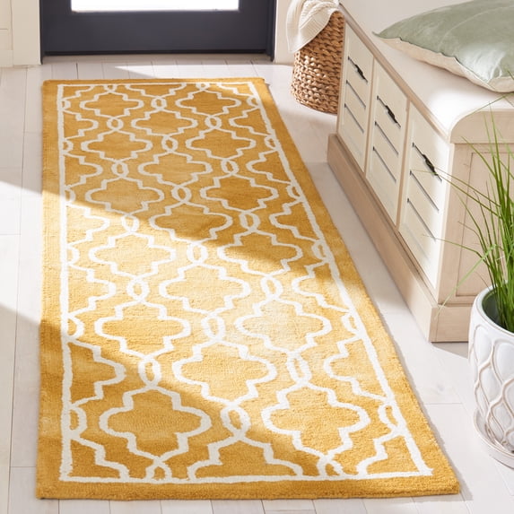 Safavieh Dip Dye Leighton Geometric Wool Runner Rug, Gold/Ivory, 2'3" x 8'