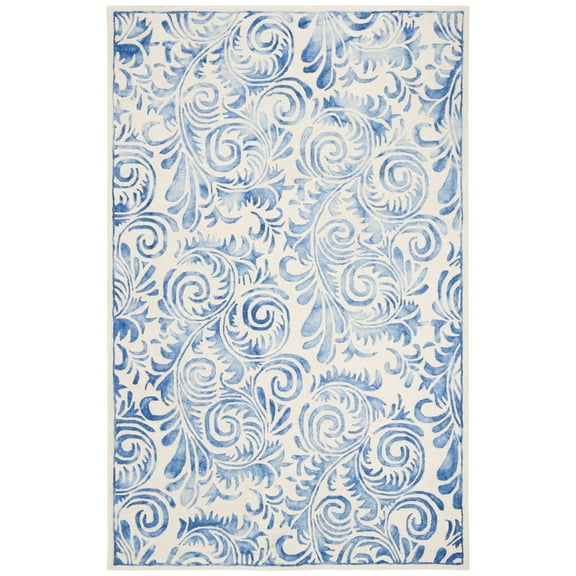 SAFAVIEH Dip Dye Neasa Overdyed Abstract Wool Area Rug, Blue/Ivory, 5' x 8'