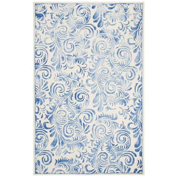 SAFAVIEH Dip Dye Neasa Overdyed Abstract Wool Area Rug, Blue/Ivory, 5' x 8'