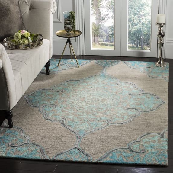 Safavieh Dip Dye Peregrine Floral Area Rug, Gray/Turquoise, 8' x 10'