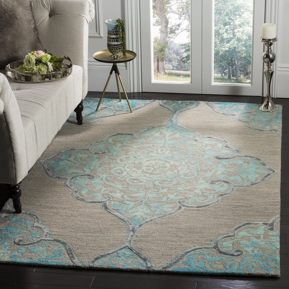 Safavieh Dip Dye Peregrine Floral Area Rug, Gray/Turquoise, 8' x 10'