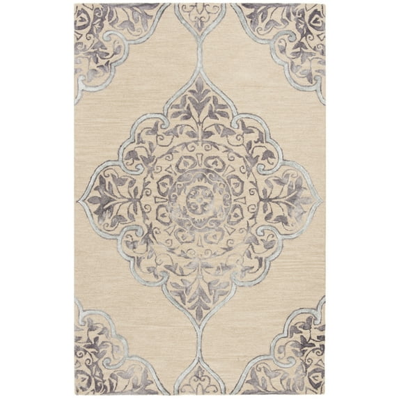 SAFAVIEH Dip Dye Peregrine Floral Wool Area Rug, Beige/Blue, 5' x 8'
