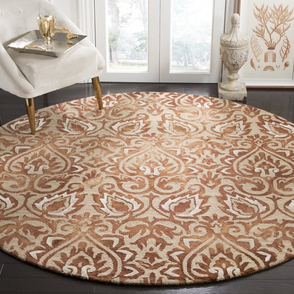 Safavieh Dip Dye Riagan Floral Area Rug, Copper/Beige, 7' x 7' Round