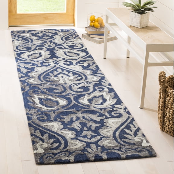 Safavieh Dip Dye Riagan Floral Runner Rug, Navy/Gray, 2'3" x 8'