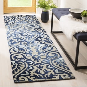 Safavieh Dip Dye Riagan Floral Runner Rug, Royal Blue/Beige, 2'3" x 8'