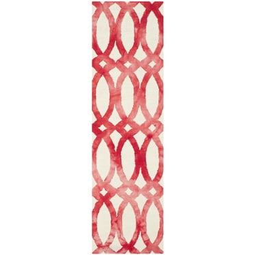 SAFAVIEH Dip Dye Rosanne Distressed Runner Rug, Ivory/Red, 2'3" x 8'