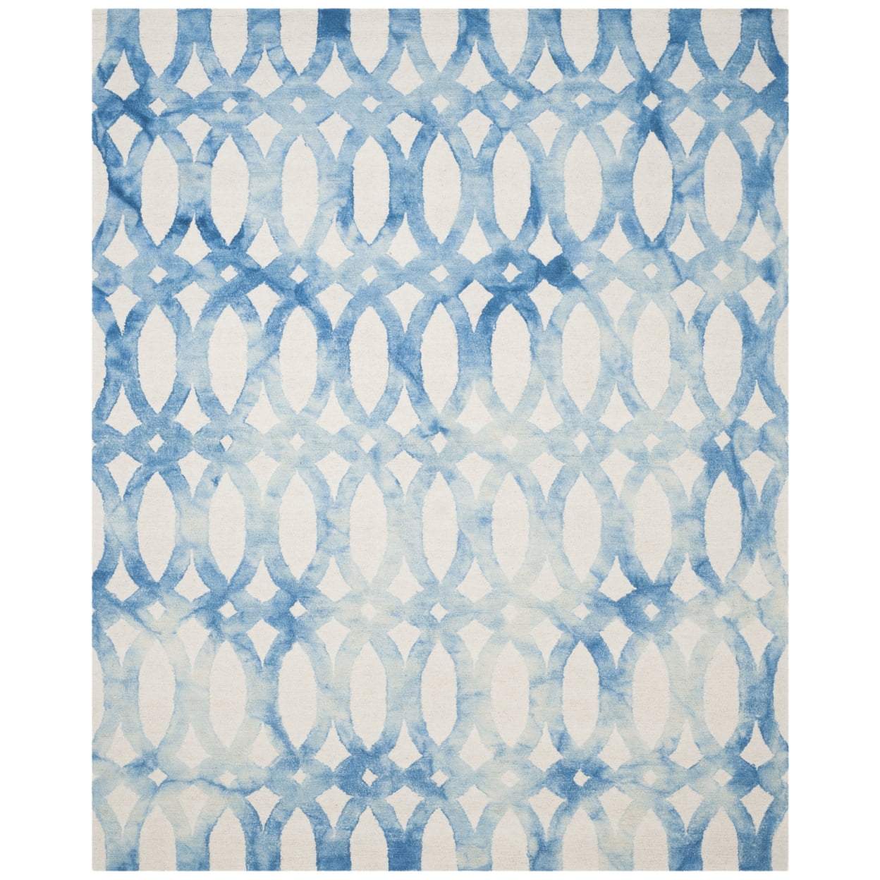 Hand-Tufted Ivory and Blue Square Wool Area Rug