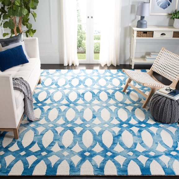 Safavieh Dip Dye Rosanne Distressed Area Rug, Ivory/Blue, 7' x 7' Square
