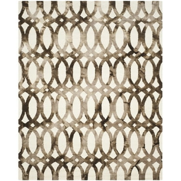SAFAVIEH Dip Dye Rosanne Overdyed Geometric Area Rug, Ivory/Chocolate, 2' x 3'