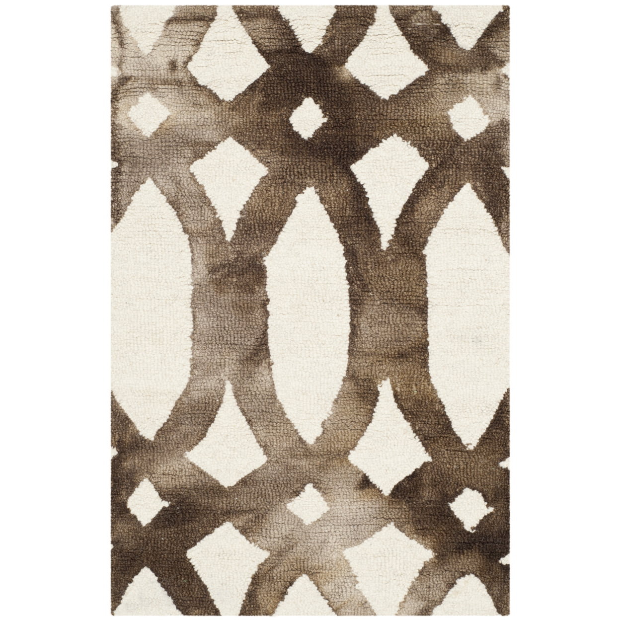 Ivory and Chocolate Hand-Tufted Wool Area Rug 2' x 3'