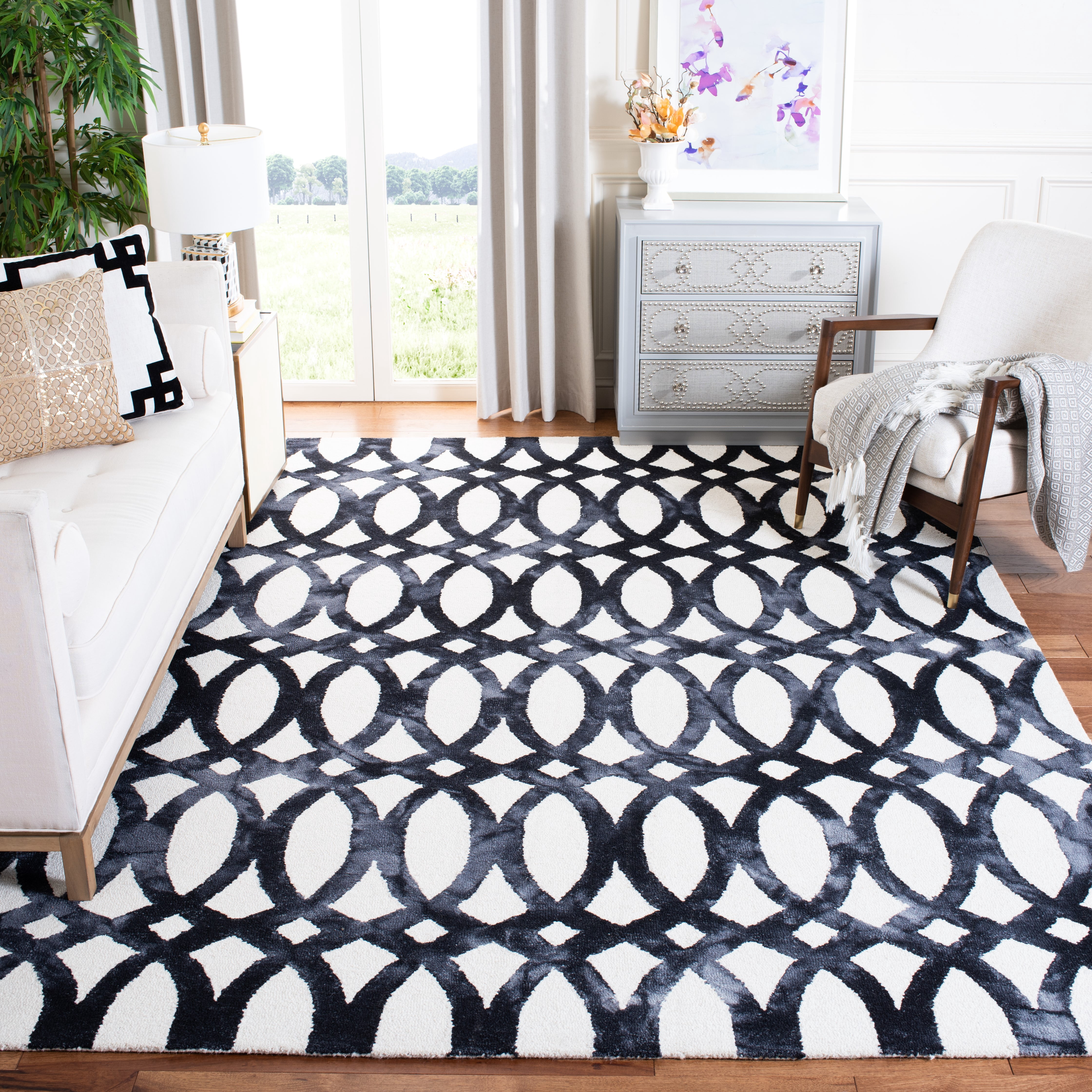 Safavieh Dip Dye Rosanne Distressed Area Rug, Ivory/Graphite, 11' x 15'