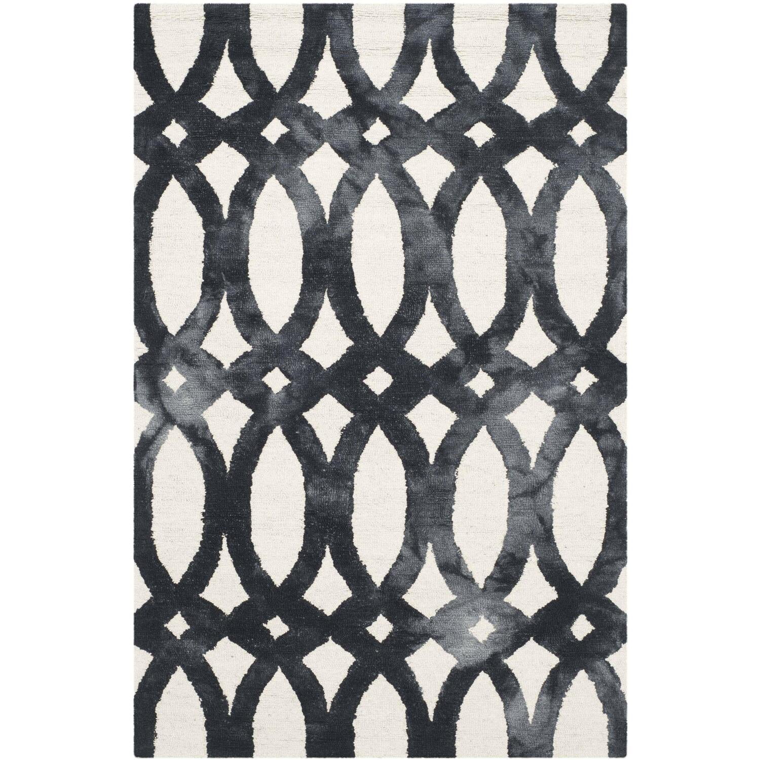 Ivory and Graphite Hand-Tufted Wool 4' x 6' Area Rug