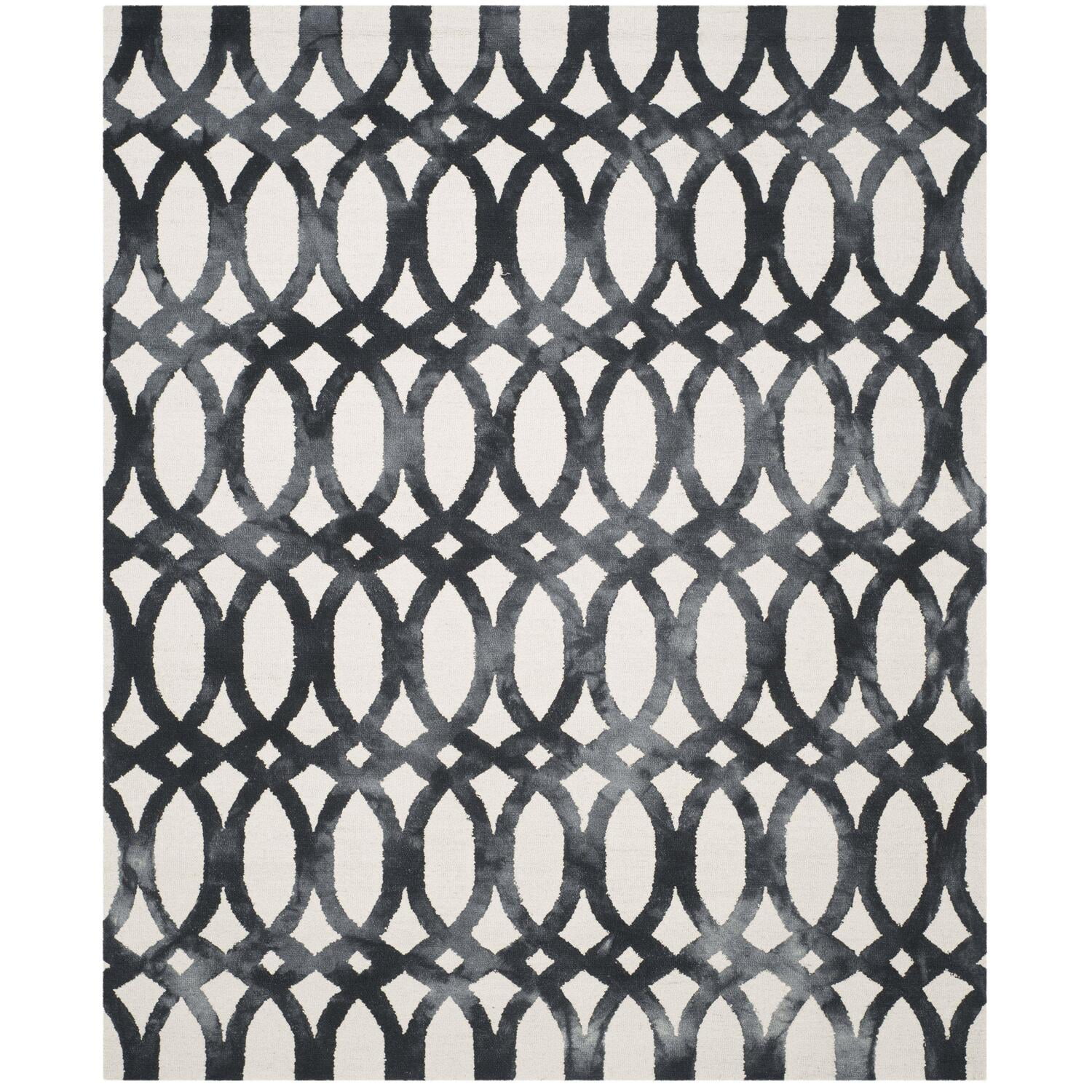 Ivory & Graphite Hand-Tufted Wool Rectangular Rug 8' x 10'